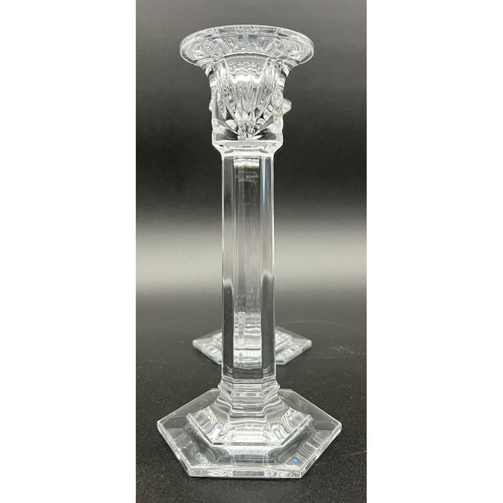 Set Of 2 Miller Rogaska‎ Clear Crystal Candle Holders 8 Inch Tall - Picture 12 of 15